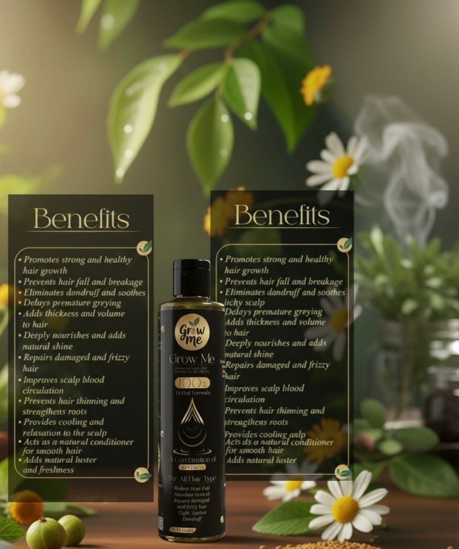 🌿 Grow Me Herbal Hair Oil – Powered by 40+ Natural Herbs for Ultimate Hair Growth